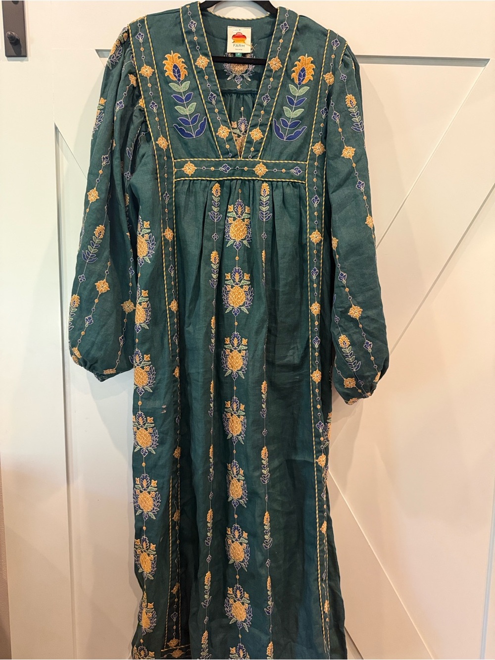 FARM Rio Green Maxi Dress with Gold Floral Pineapple Embroidery - Picture 9 of 16